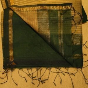 Deep Bottle Green Colour Saree