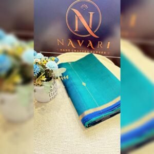 Peacock blue maheshwari saree