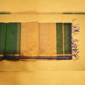 Peacock blue maheshwari saree