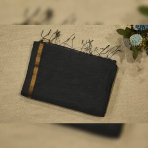 Plain black maheshwari saree