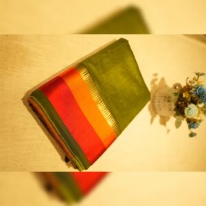 Mehendi Green Pure Maheshwari Handloom Saree