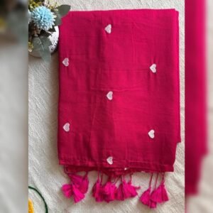 Deep pink mulcotton saree